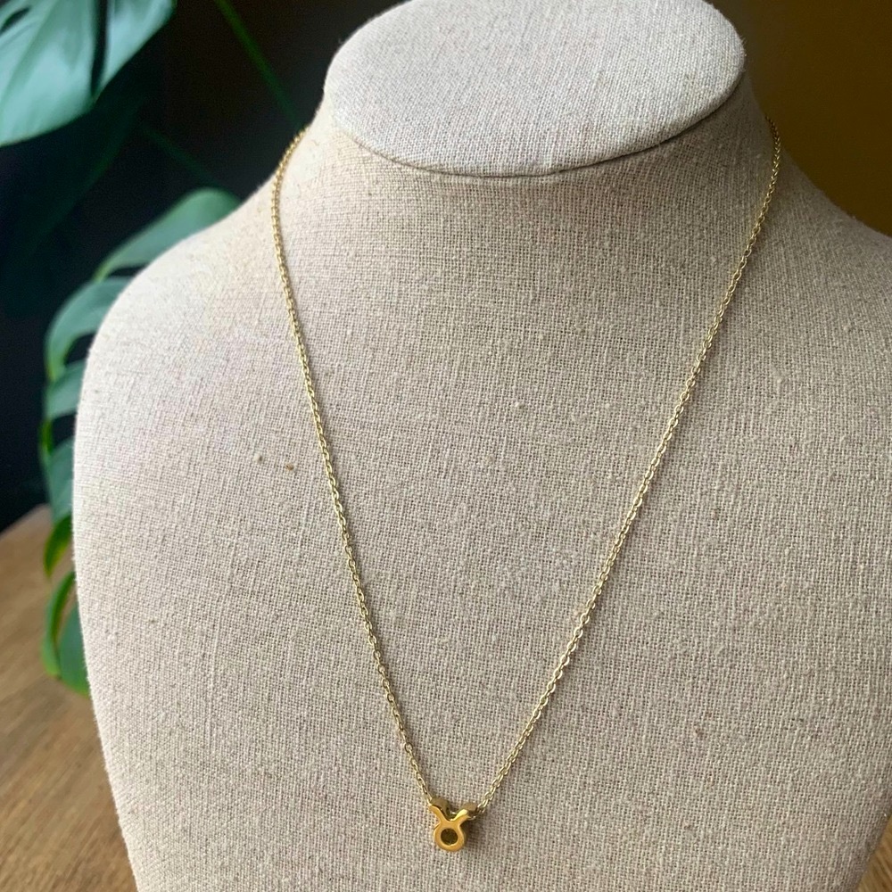 Taurus Zodiac Symbol Gold Chain Necklace